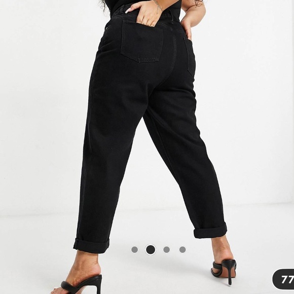 ASOS Black High Waisted Plus Size Mom Jeans - Picture 2 of 9